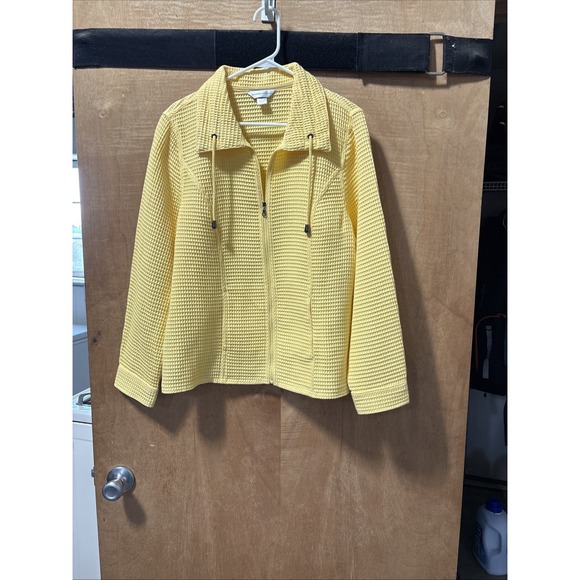 Christopher & Banks Jackets & Blazers - CHRISTOPHER‎ & BANKS WOMEN'S YELLOW COTTON WAFFLE WEAVE CASUAL JACKET SIZE Large
